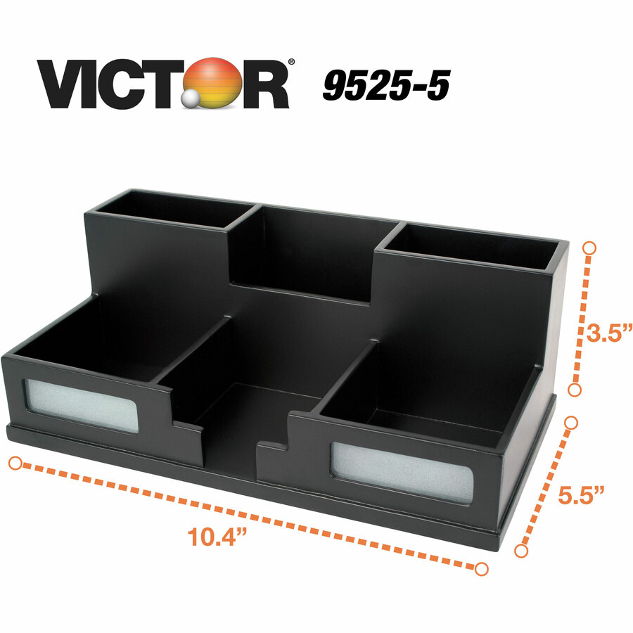 Victor 9525-5 Midnight Black Desk Organizer with Smart Phone