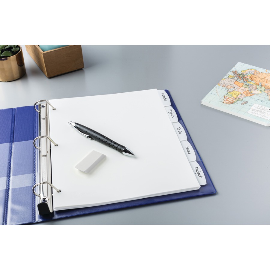 Avery® Big Tab Write & Erase Dividers - 5 x Divider(s) - Write-on Tab(s) - 5 - 5 Tab(s)/Set - 8.5" Divider Width x 11" Divider Length - 3 Hole Punched - White Plastic Divider - White Plastic Tab(s) - 3