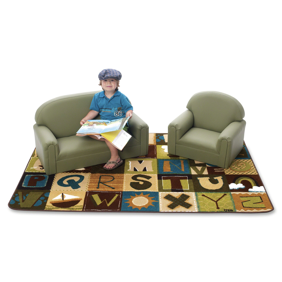 Carpets for Kids Toddler Alpha Blocks Nature Rug - 12 ft (3657.60 mm) Length x 96" (2438.40 mm) Width - Rectangle - Rugs - CPT11728