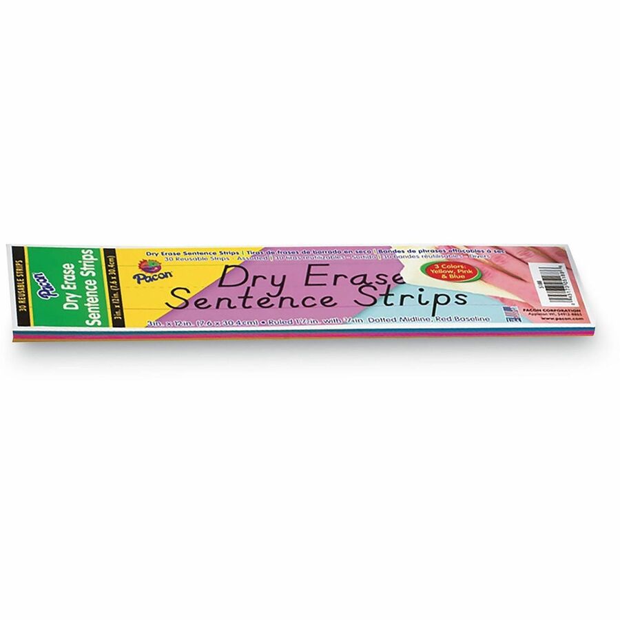 Pacon Reusable Dry-Erase Sentence Strips - Skill Learning: Practice, Handwriting, Sentence - 30 / Pack
