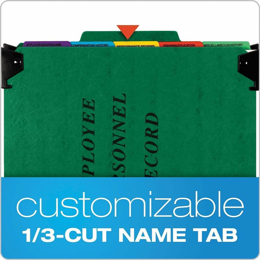 Pendaflex 1/3 Tab Cut Letter Hanging Folder - 8 1/2" x 11" - 2" Expansion - 1" Fastener Capacity - Top Tab Location - 5 Divider(s) - Green - Moisture Resistant, Reinforced Gusset, Durable, Reinforced Tab, Rip Proof, Moisture Resistant, Smudge Resistant - 