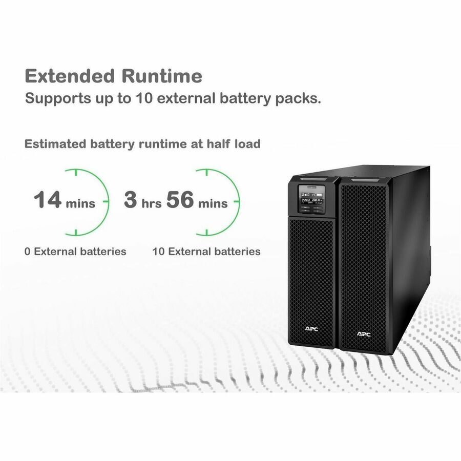 APC Smart-UPS On-Line, 8kVA/8kW, Tower, 208V, 4x L6-20R+2x L6-30R NEMA outlets, Network Card+SmartSlot, Extended runtime, W/O rail kit