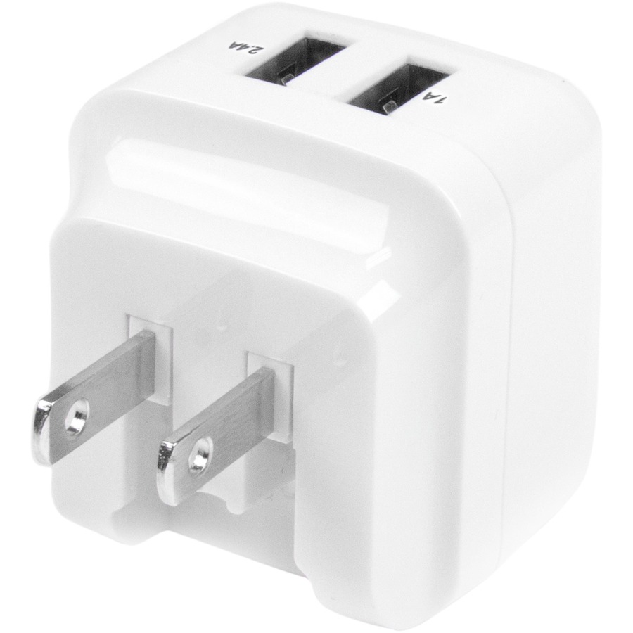 StarTech Travel USB Wall Charger - 2 Port - White - Universal Travel Adapter - International Power Adapter - USB Charger