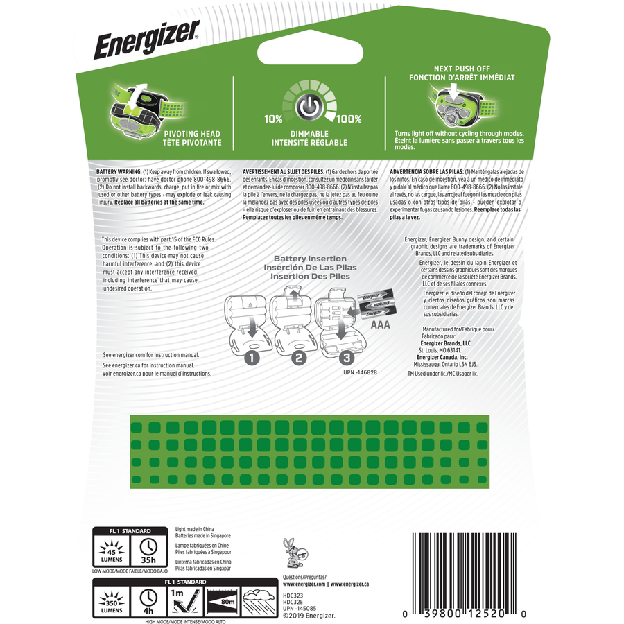 Energizer Vision HD+ LED Headlamp - AAA - Emergency & Flashlights - EVEHDC32E