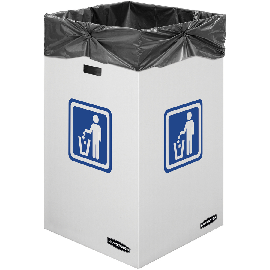 Bankers Box Waste & Recycling Bins - Internal Dimensions: 18" Width x 18" Depth x 30" Height - External Dimensions: 18.4" Width x 18.4" Depth x 30.4" Height - 42 gal - Corrugated Paper - White, Blue - Recycled - 10 / Carton