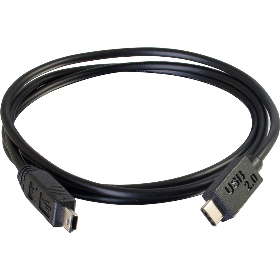 C2G 10 ft USB-C to Mini B USB 2.0 cable in black for cameras and legacy devices — alternate view 2