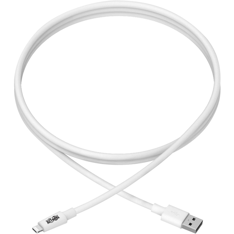 Eaton Tripp Lite Series USB-A to Lightning Sync/Charge Cable (M/M) - MFi Certified, White, 10 ft. (3 m) - 10 ft Lightning/USB Data Transfer Cable for iPhone, iPod, iPad, Chromebook - First End: 1 x USB Type A - Male - Second End: 1 x 8-pin Lightning - Mal