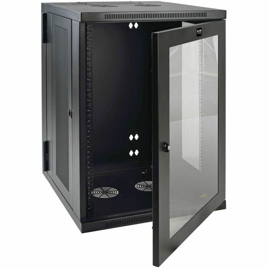 Tripp Lite by Eaton SmartRack 18U Low-Profile Switch-Depth Wall-Mount Half-Height Rack Enclosure Clear Acrylic Window Hinged Back