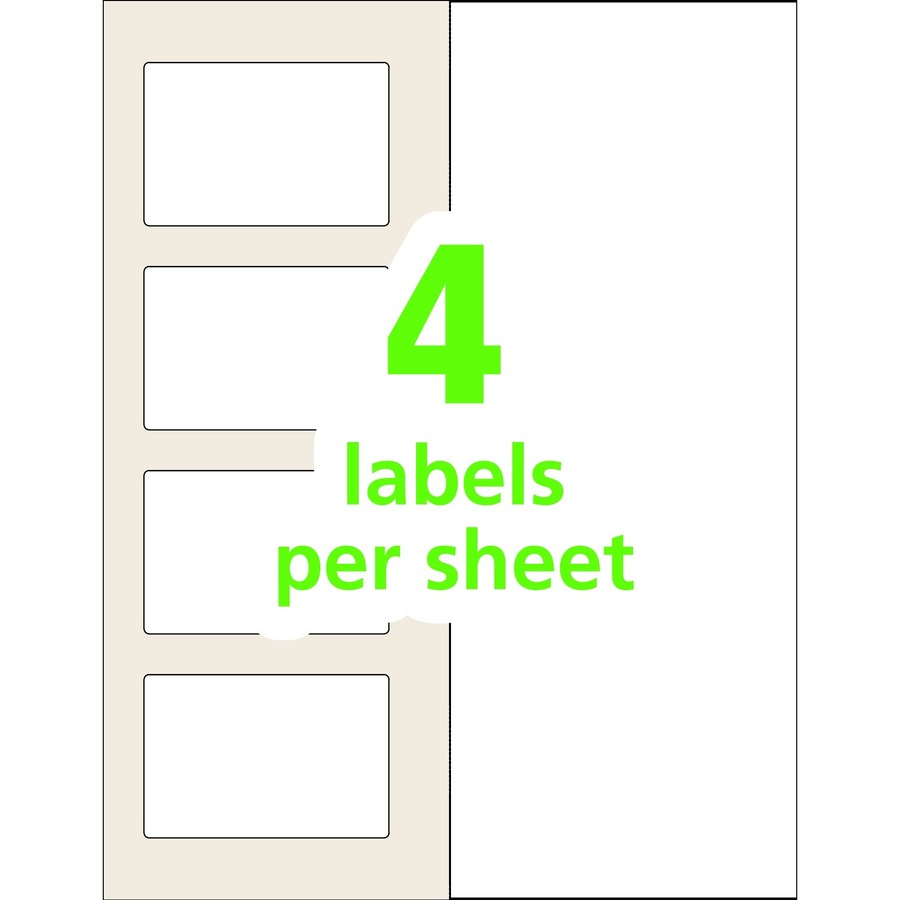 Avery® Easy Align ID Label - 2 5/16" Width x 3 5/16" Length - Permanent Adhesive - Rectangle - Laser, Inkjet - White - Film, Laminate - 4 / Sheet - 25 Total Sheets - 100 Total Label(s) - 5