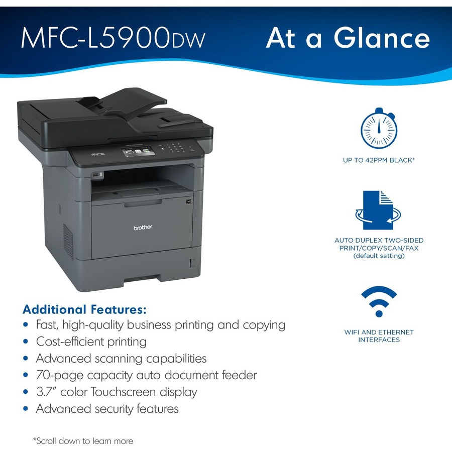 Brother MFC-L5900DW Business Monochrome Laser Multifunction - Multifunction/All-in-One Machines - BRTMFCL5900DW