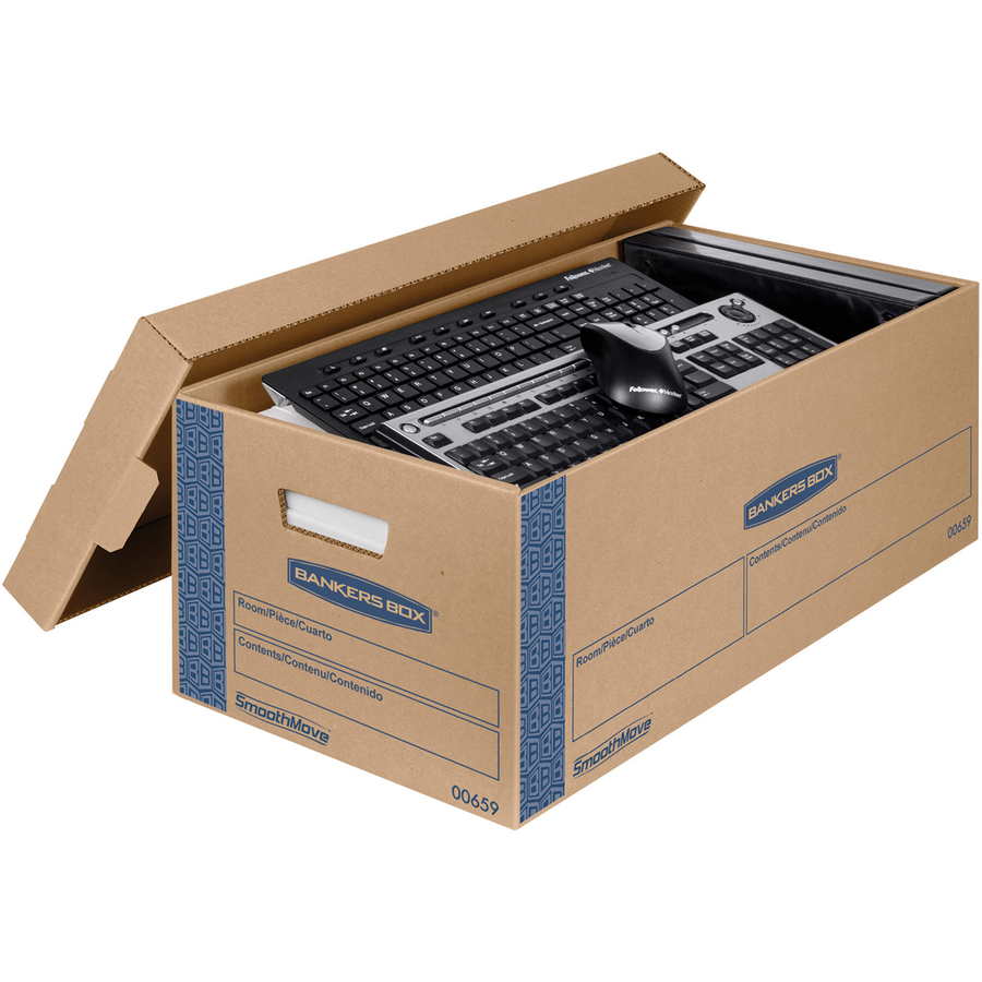 Bankers Box SmoothMove Moving Boxes - Internal Dimensions: 12" Width x 24" Depth x 10" Height - External Dimensions: 12.9" Width x 25.4" Depth x 10.3" Height - Media Size Supported: Letter - Lid Lock Closure - Double Wall - 32 ECT - Board, Corrugated Pape