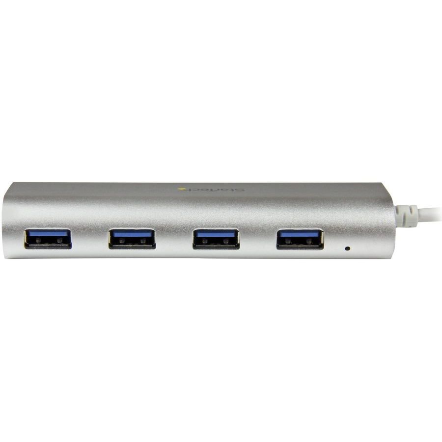 StarTech.com 4 Port Portable USB 3.0 Hub with Built-in Cable - Aluminum and Compact USB Hub - Add four USB 3.0 (5Gbps) ports to your MacBook using this silver Apple style hub - 4 Port Portable USB 3.0 Hub with Built-in Cable - Aluminum and compact USB Hub = STCST43004UA