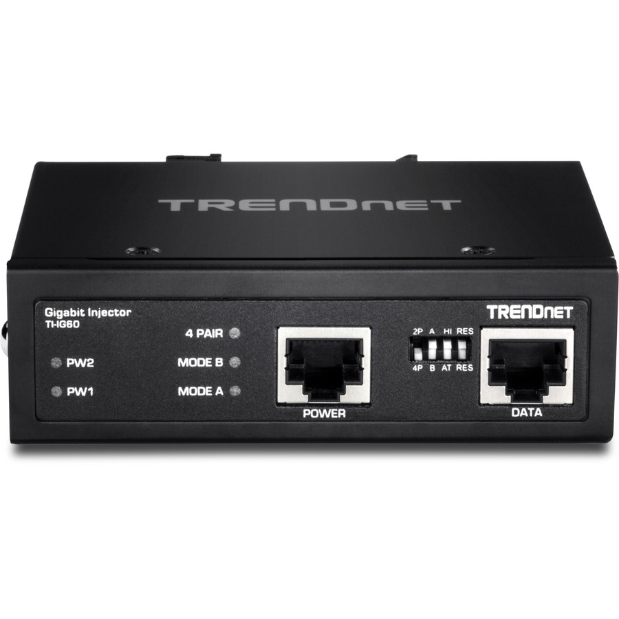 TRENDnet Hardened Industrial 60W Gigabit PoE+ Injector, DIN-Rail Mount, IP30 Rated Housing, Includes DIN-rail & Wall Mounts, TI-IG60