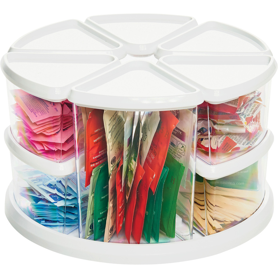 Deflecto Rotating Carousel Organizer - 9 Compartment(s) - 6.6" Height - Clear, White - 1 Each - Art & Craft Storage - DEF3901CR