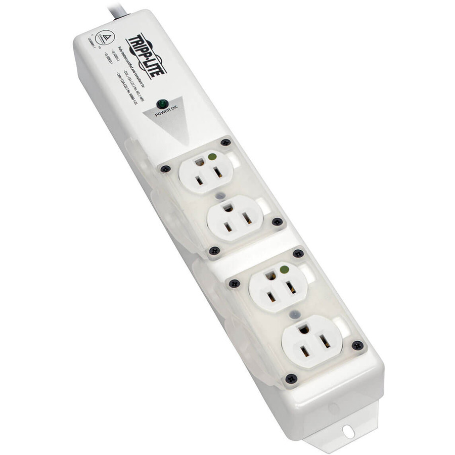 Tripp Lite by Eaton Safe-IT UL 60601-1 Medical-Grade Power Strip for Patient-Care Vicinity, 4x 15A Hospital-Grade Outlets, Safety Covers, 6 ft. Cord - NEMA 5-15P-HG - 4 x NEMA 5-15R-HG - 6 ft Cord - 15 A Current - 120 V AC Voltage - External