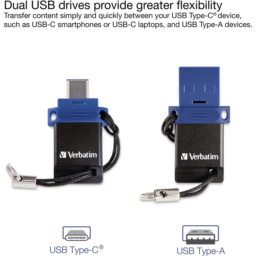 32GB Store 'n' Go Dual USB 3.0 Flash Drive for USB-C&trade; Devices - Blue - 32GB - Blue