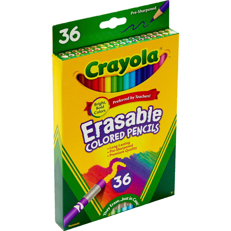 Crayola Erasable Colored Pencils - 3.3 mm Lead Diameter - Thick Point - Assorted Lead - 36 / Pack