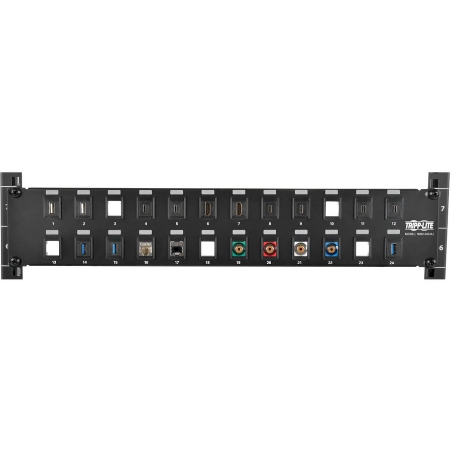 Tripp Lite by Eaton 24-Port 2U Rack-Mount Unshielded Blank Keystone/Multimedia Patch Panel RJ45 Ethernet USB HDMI Cat5e/6