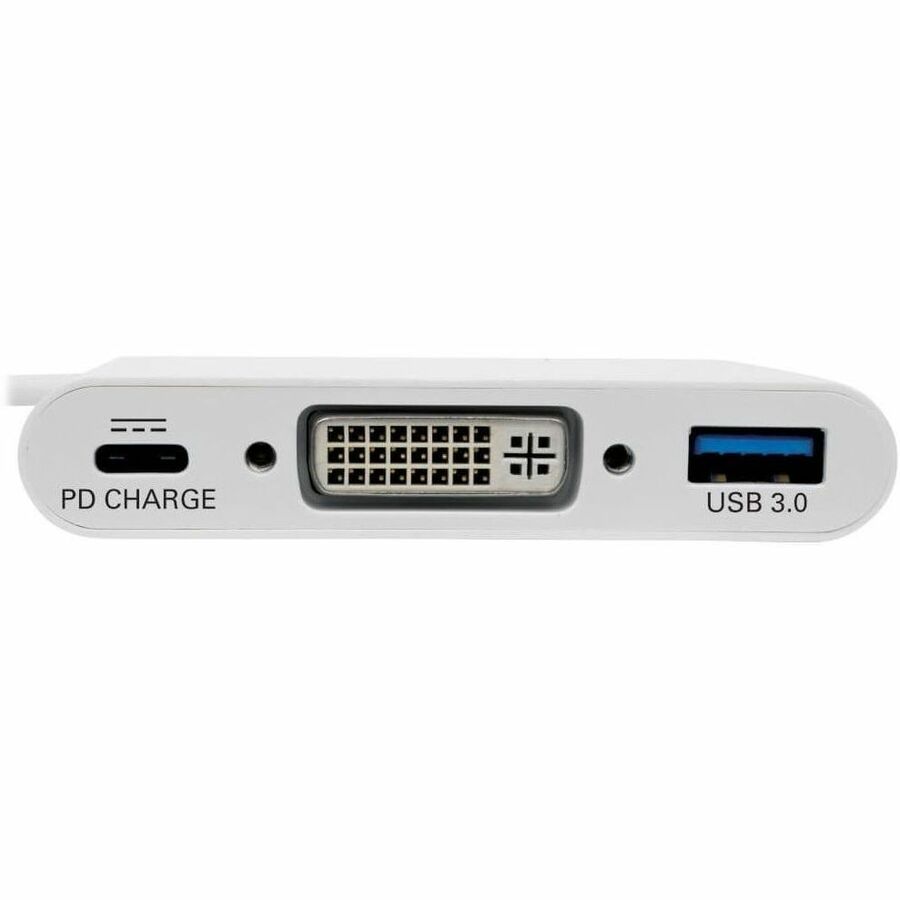 Tripp Lite by Eaton USB C to DVI Multiport Video Adapter Converter w/ USB-A Hub & USB-C PD Charging Port, Thunderbolt 3 Compatible, USB Type C to DVI, USB Type-C