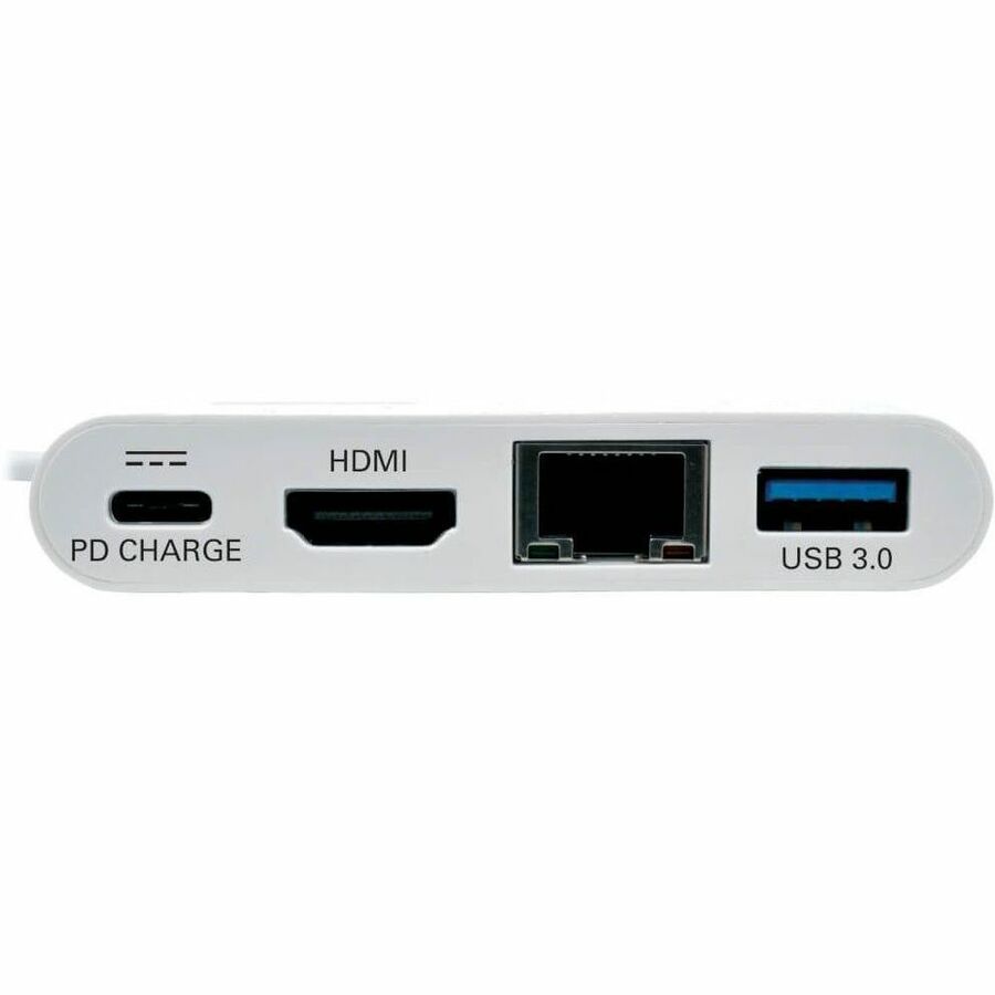 Tripp Lite by Eaton USB-C Multiport Adapter - HDMI USB 3.x (5Gbps) Hub Port Gigabit Ethernet 60W PD Charging HDCP White