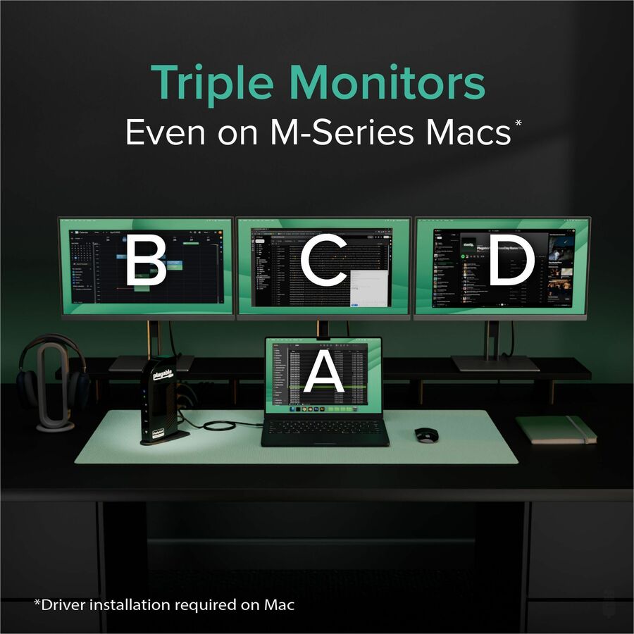 Plugable 13-in-1 USB-C Triple Monitor Docking Station with 100W Charging, Compatible with Windows, Mac, and Chrome with Thunderbolt 3 / 4 or USB-C