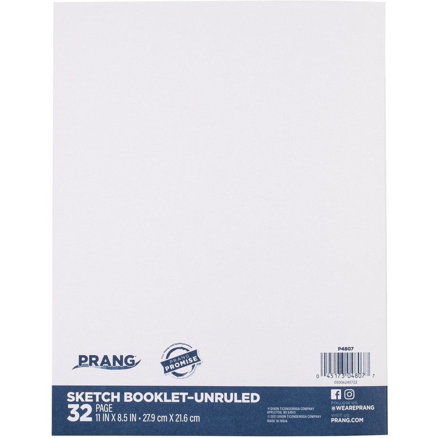 Pacon Beginner Sketch Booklet - Letter - 16 Sheets - Stapled - 8 1/2" x 11" - Bright White Paper - White Cover - 48 / Carton - Sketch Pads & Drawing Paper - PAC4807