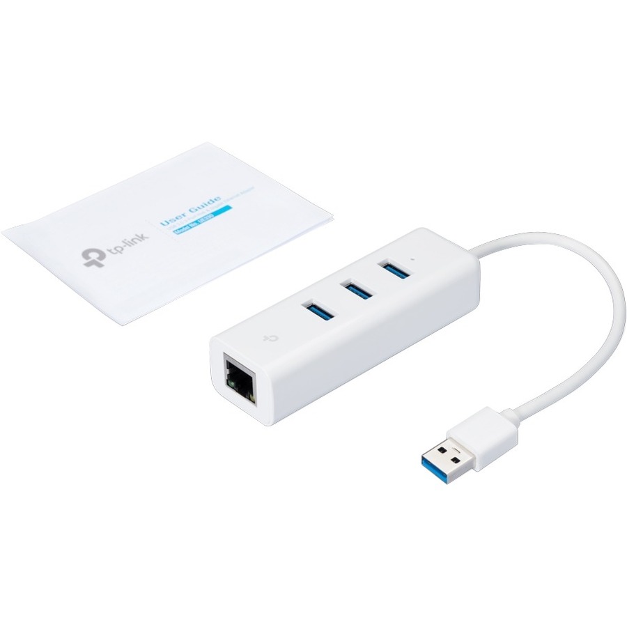 TP-Link (UE330) - USB 3.0 to Ethernet Adapter, Portable 3-port USB Hub with 1 Gigabit