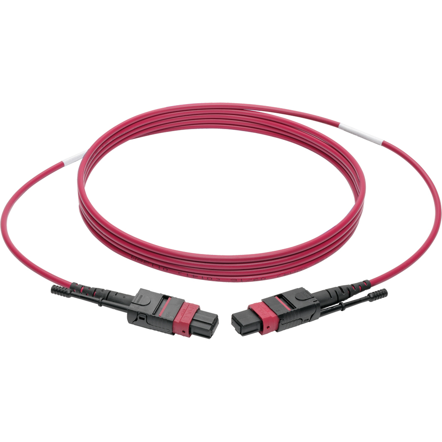 Tripp Lite by Eaton 100G MTP/MPO Multimode OM4 Plenum-Rated Fiber Optic Cable (F/F), 12 Fiber, 40/100GBASE-SR4, Push/Pull Tabs, Magenta, 3 m
