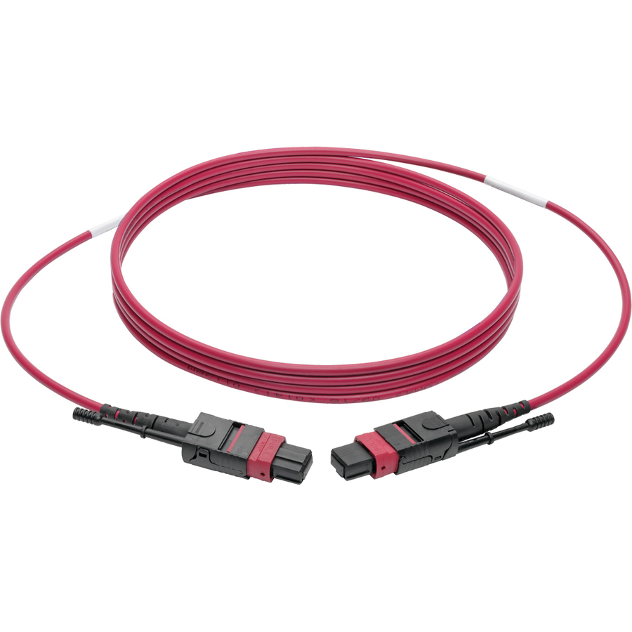 Tripp Lite by Eaton 100G MTP/MPO Multimode OM4 Plenum-Rated Fiber Optic Cable (F/F), 12 Fiber, 40/100GBASE-SR4, Push/Pull Tabs, Magenta, 5 m