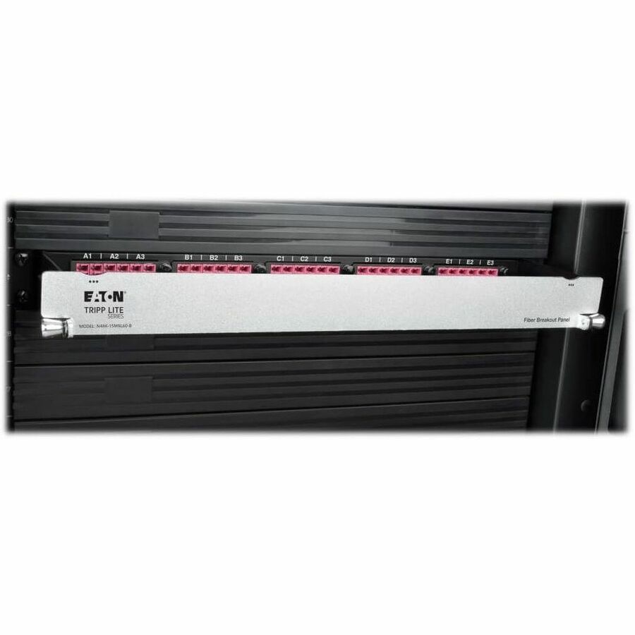 Tripp Lite by Eaton 40/100Gb Fiber Breakout Patch Panel 40Gb to 4 x 10Gb 100Gb to 4 x 25Gb 15 MTP QSFP to 60 LC Duplex OM4 50/125 Multimode Ports 1U