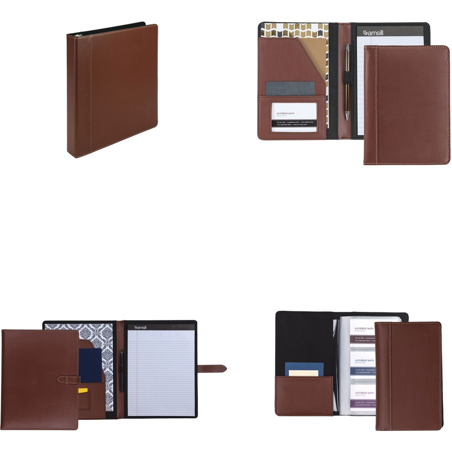 Samsill Letter Pad Folio - 8 1/2" x 11" - Leather - Tan - 1 Each