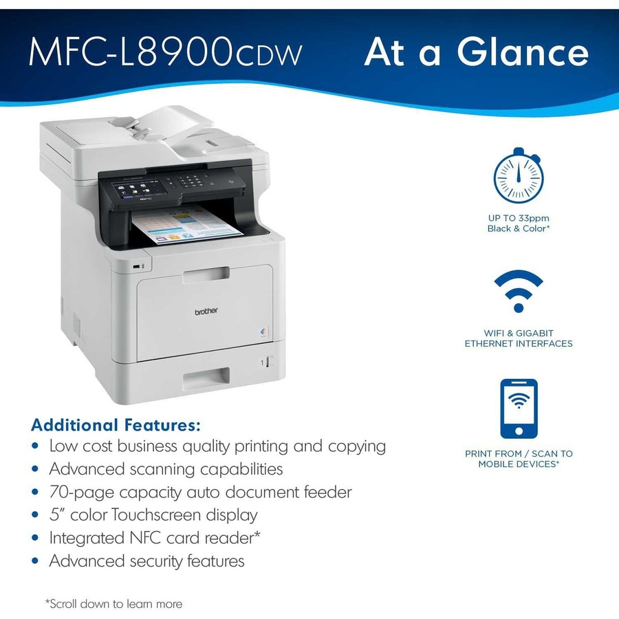 Brother MFC-L8900CDW Business Colour Laser Multifunction - Multifunction/All-in-One Machines - BRTMFCL8900CDW