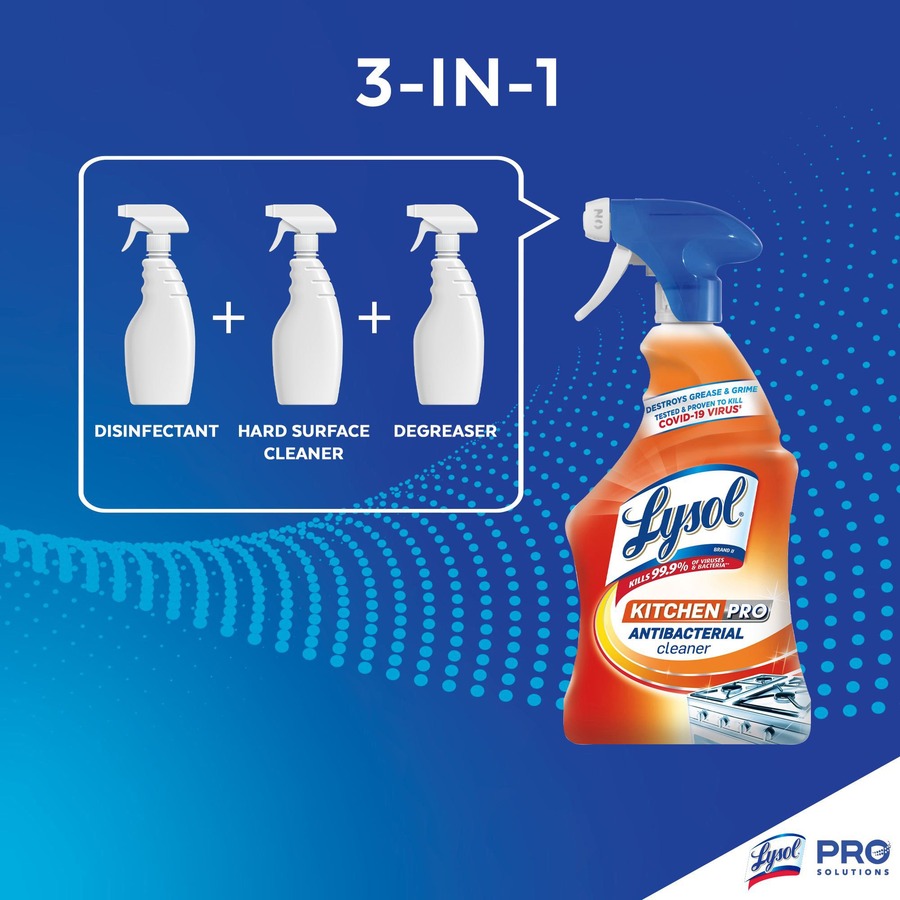 Lysol Kitchen Pro Antibacterial Cleaner - For Multi Surface - 22 fl oz (0.7 quart) - Fresh Citrus Scent - 1 Each - Deodorize, Streak-free, Chemical-free, Disinfectant, Anti-bacterial, Residue-free - Clear