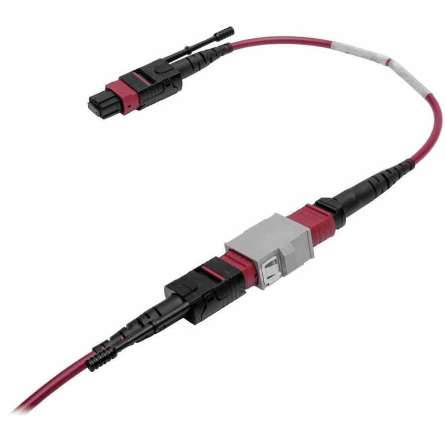 Eaton Tripp Lite Series MTP/MPO Parallel Optics Base-8 Migration Fiber Adapter, Polarity A to B, 12 Fiber, 40GB/100GB, OM4 M/F, Magenta, 8 in.