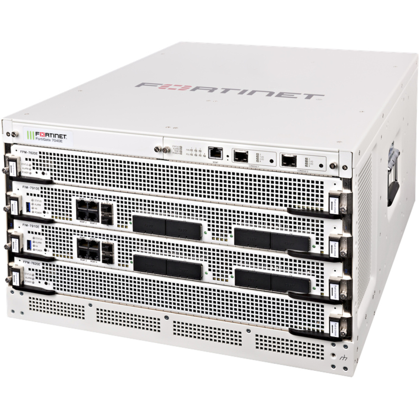 FortiGate 7040E enterprise firewall hardware with 8 DC power and 5-year UTP bundle — alternate view 2