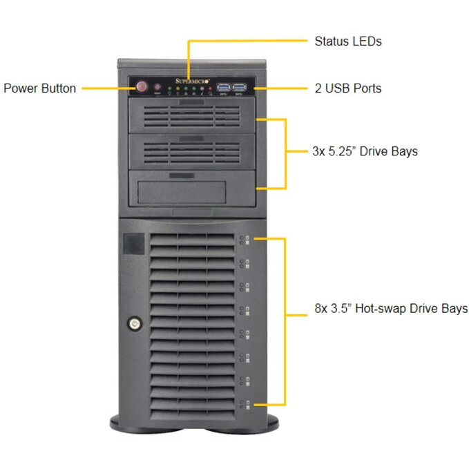 Supermicro SuperWorkstation 7049A-T Barebone System - 4U Tower - Socket P LGA-3647 - 2 x Processor Support