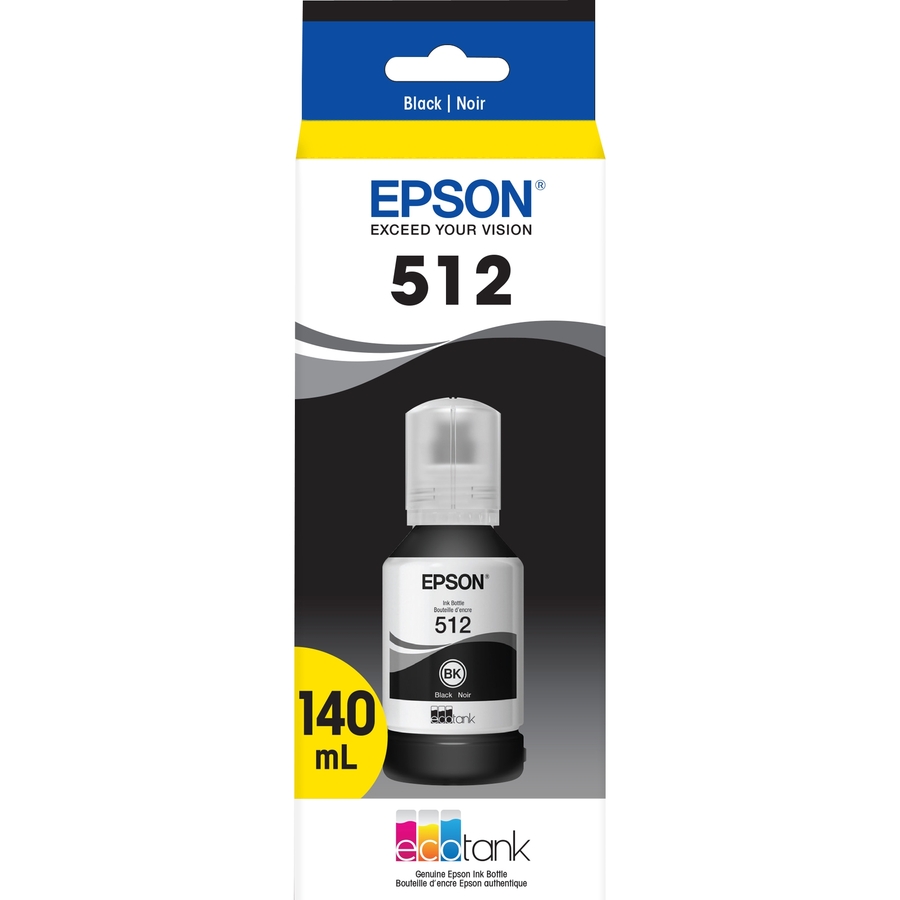 Epson T512, Black Ink Bottle - Inkjet - Black - 8000 Pages - 140 mL - 1