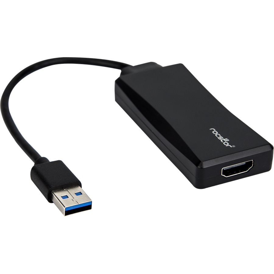 Rocstor Premium USB to HDMI Adapter - USB 3.0 to HDMI External USB Video Graphics Adapter - Resolutions up to 1920x1200 1080p- 1x USB 3.0 Type A Male, 1 x HDMI Female - 6" - Black - Compatible with PC or Mac USB GRAPHICS CARD ADAPTER