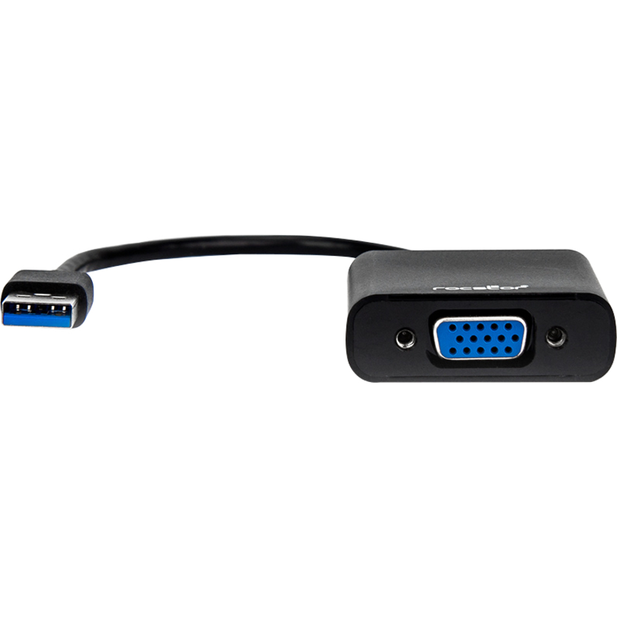 Rocstor Premium USB to VGA Adapter - USB 3.0 to VGA External USB Video Graphics Adapter for PC - Resolutions up to 1920x1200 1080p- 1x USB 3.0 Type A Male, 1 x VGA Female - 6" - Black - Compatible with PC USB GRAPHICS CARD ADAPTER