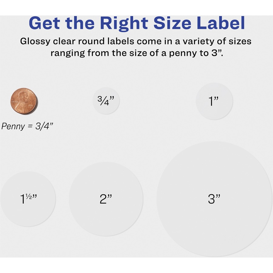 Avery® Glossy Clear Round Labels, Sure Feed, 3/4" , 400 Labels (4222