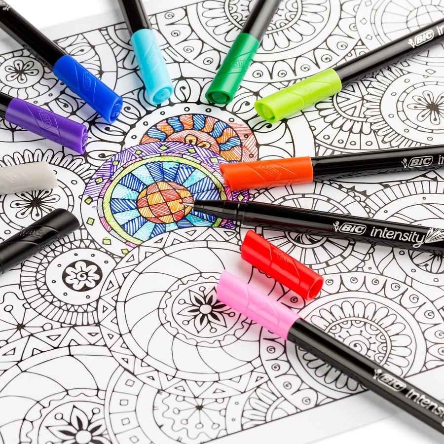BIC Intensity 2-in-1 Dual Tip Fineliner Pen, Assorted Colors, 12-Count