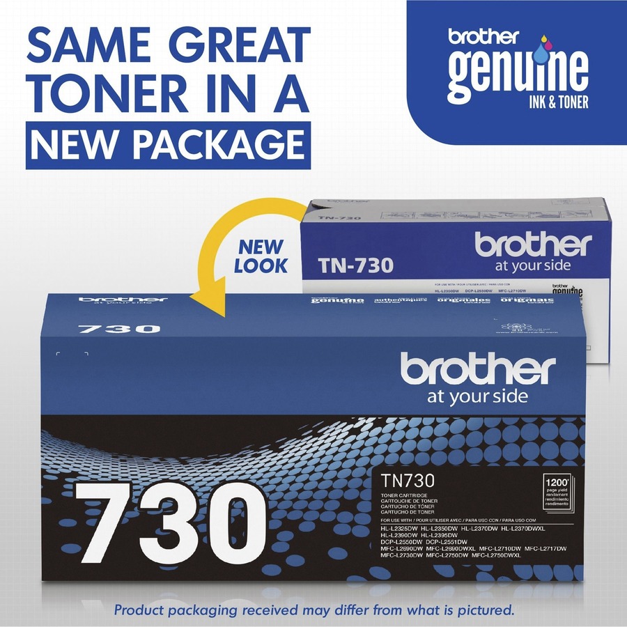 Brother Genuine TN-730 Toner Cartridge - Black - Laser - 1200 Pages - 1 Each