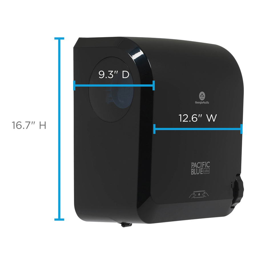 Pacific Blue Ultra Mechanical High-Capacity Paper Towel Dispenser - 16" Height x 12.9" Width x 8.9" Depth - Black - Durable, Heavy Duty, Touch-free - 1 Each