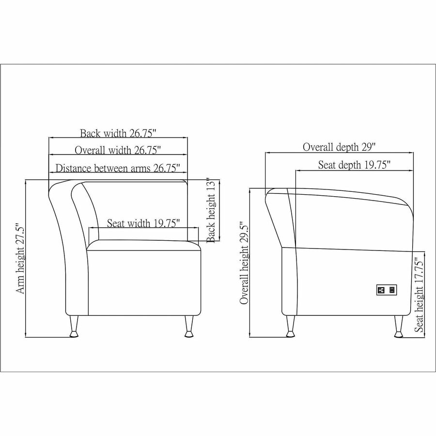 Lorell - Chaise de salon à droite Fuze Modular Series