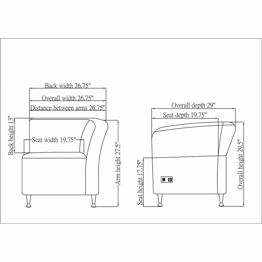 Lorell - Chaise de salon à gauche Fuze Modular Series