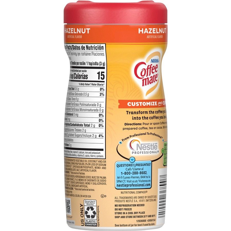 Coffee mate Powdered Coffee Creamer, Gluten-Free - Hazelnut Flavor - 0.94 lb (15 oz) - 12/Carton