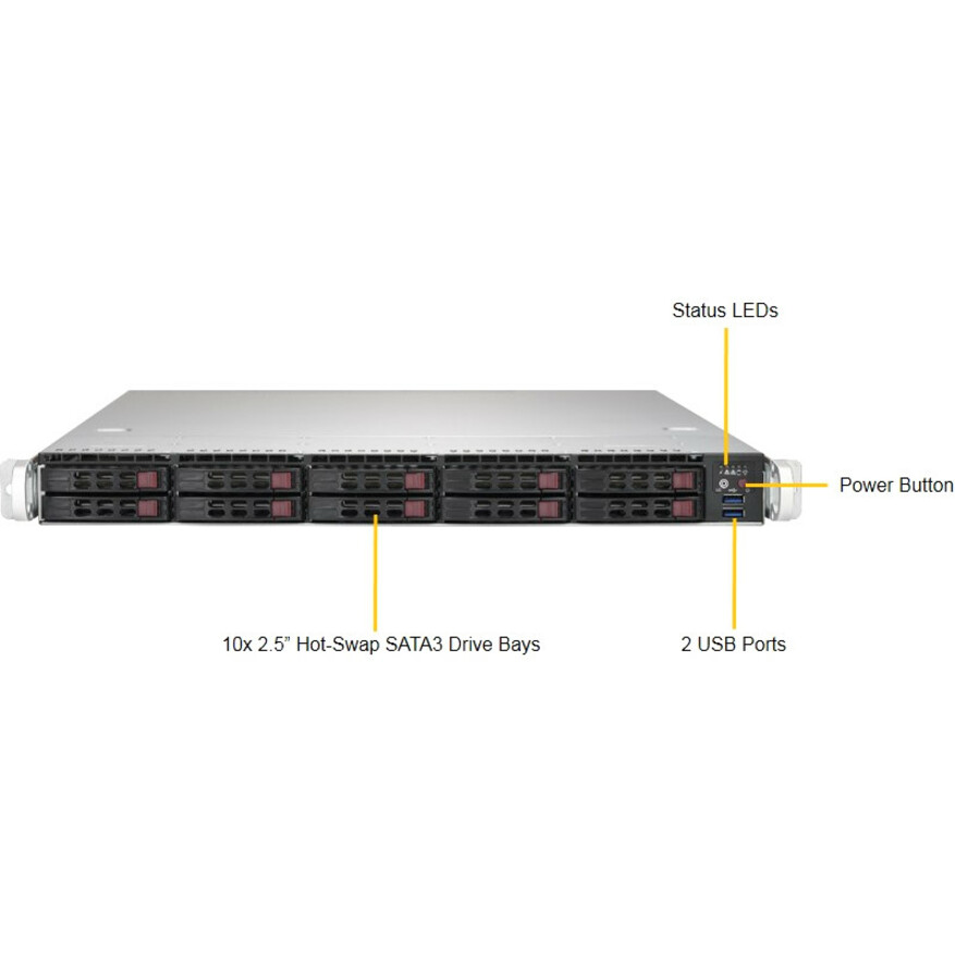 Supermicro SuperServer 1019P-WTR Barebone System - 1U Rack-mountable - Socket P LGA-3647 - 1 x Processor Support