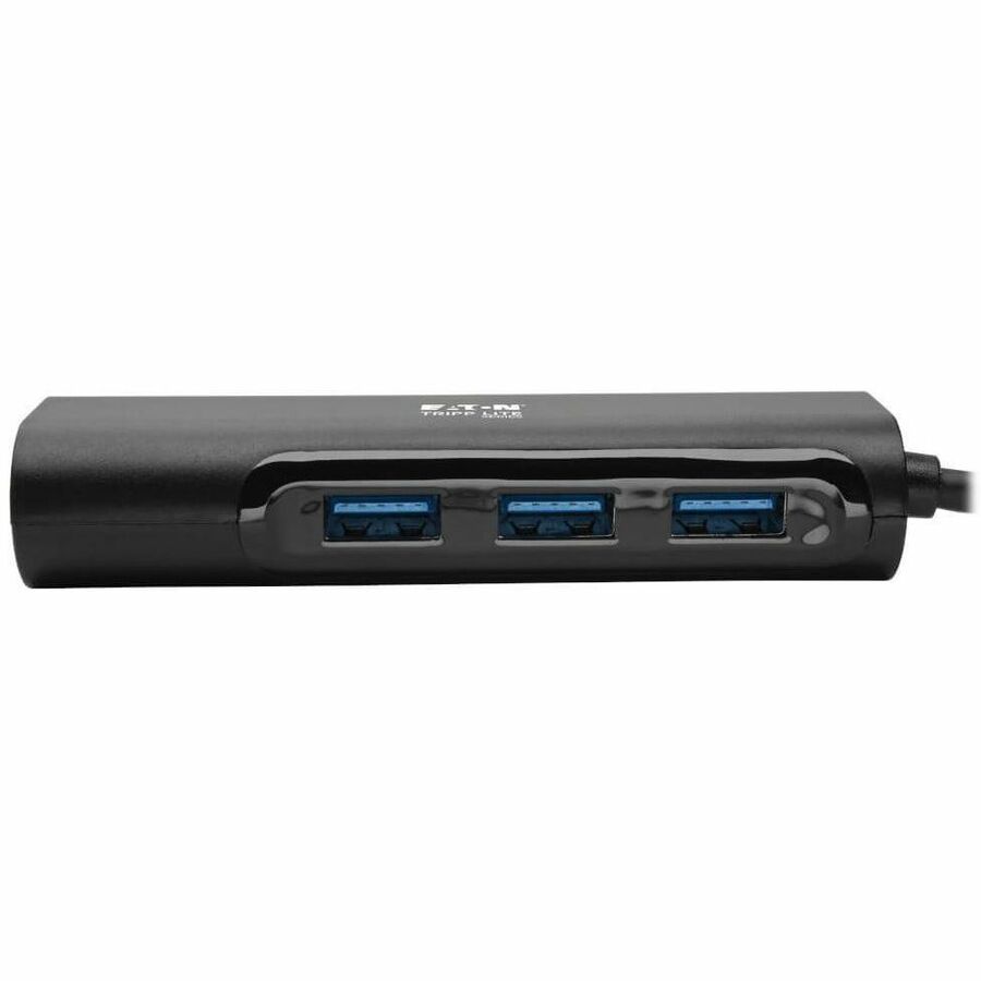 Tripp Lite by Eaton 3-Port USB 3.x (5Gbps) Hub with LAN Port USB-C to 3x USB-A Ports and Gigabit Ethernet Black