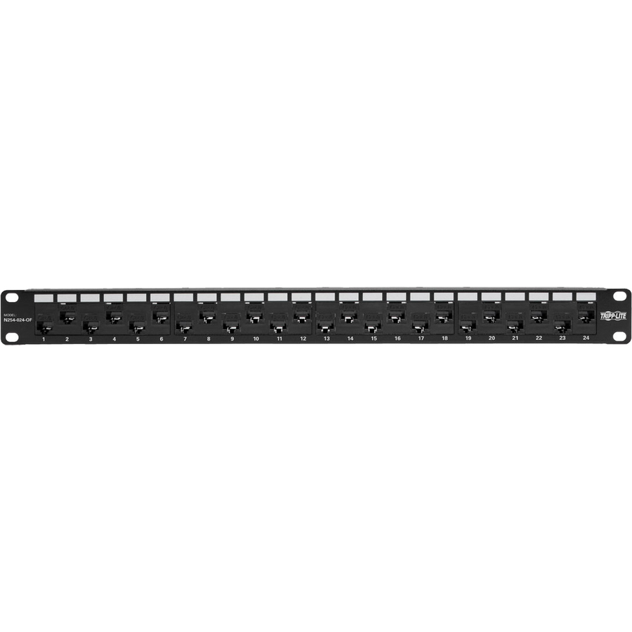 Tripp Lite by Eaton 24-Port 1U Rack-Mount Cat5e/6 Offset Feed-Through Patch Panel with Cable Management Bar RJ45 Ethernet TAA