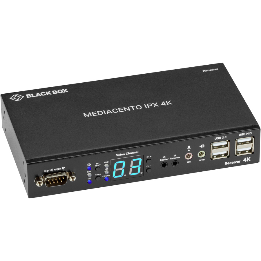 Black Box MediaCento IPX 4K Receiver - HDMI, USB, Serial, IR, Audio